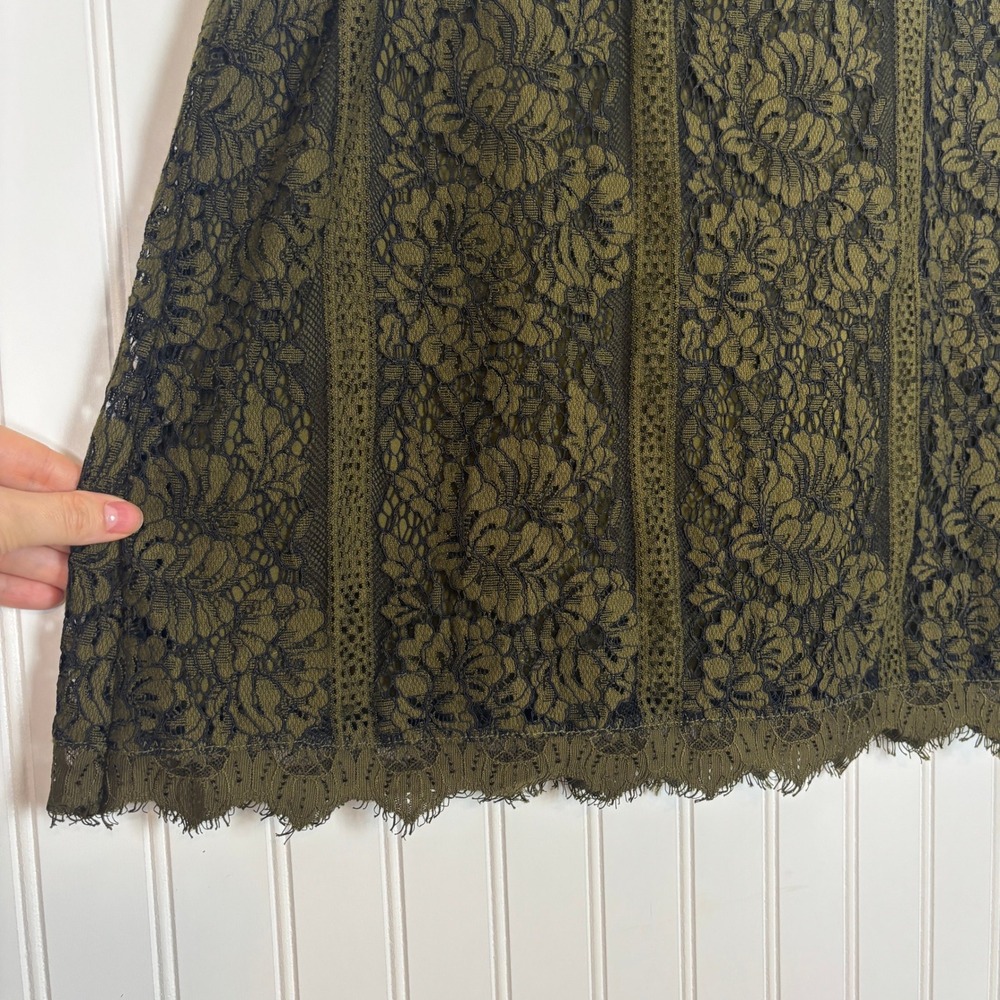 Olive Green Floral Lace Skort Womens XL Cottagecore Fairy Grunge Boho Whimsigoth - Picture 4 of 9